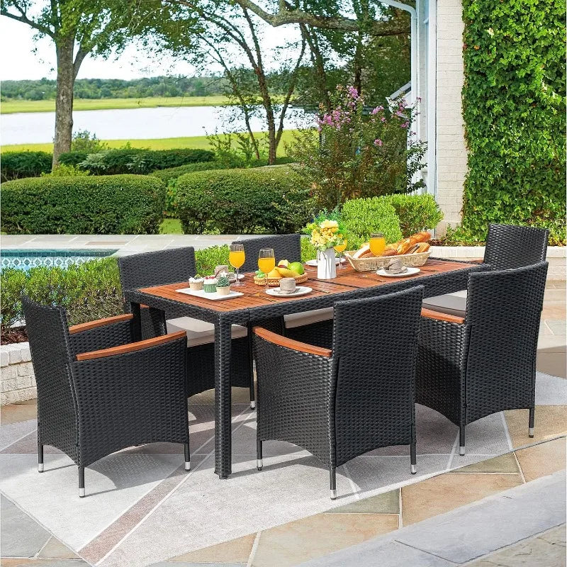 High-concerned Outdoor Patio Dining Set With Rattan Chairs