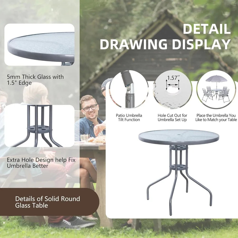 XMSJ 6-Piece Folding Patio Dining Set With Umbrella