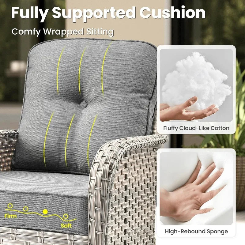 8 Piece Outdoor Patio Furniture Set Sectional Sofa And Rocking Chairs