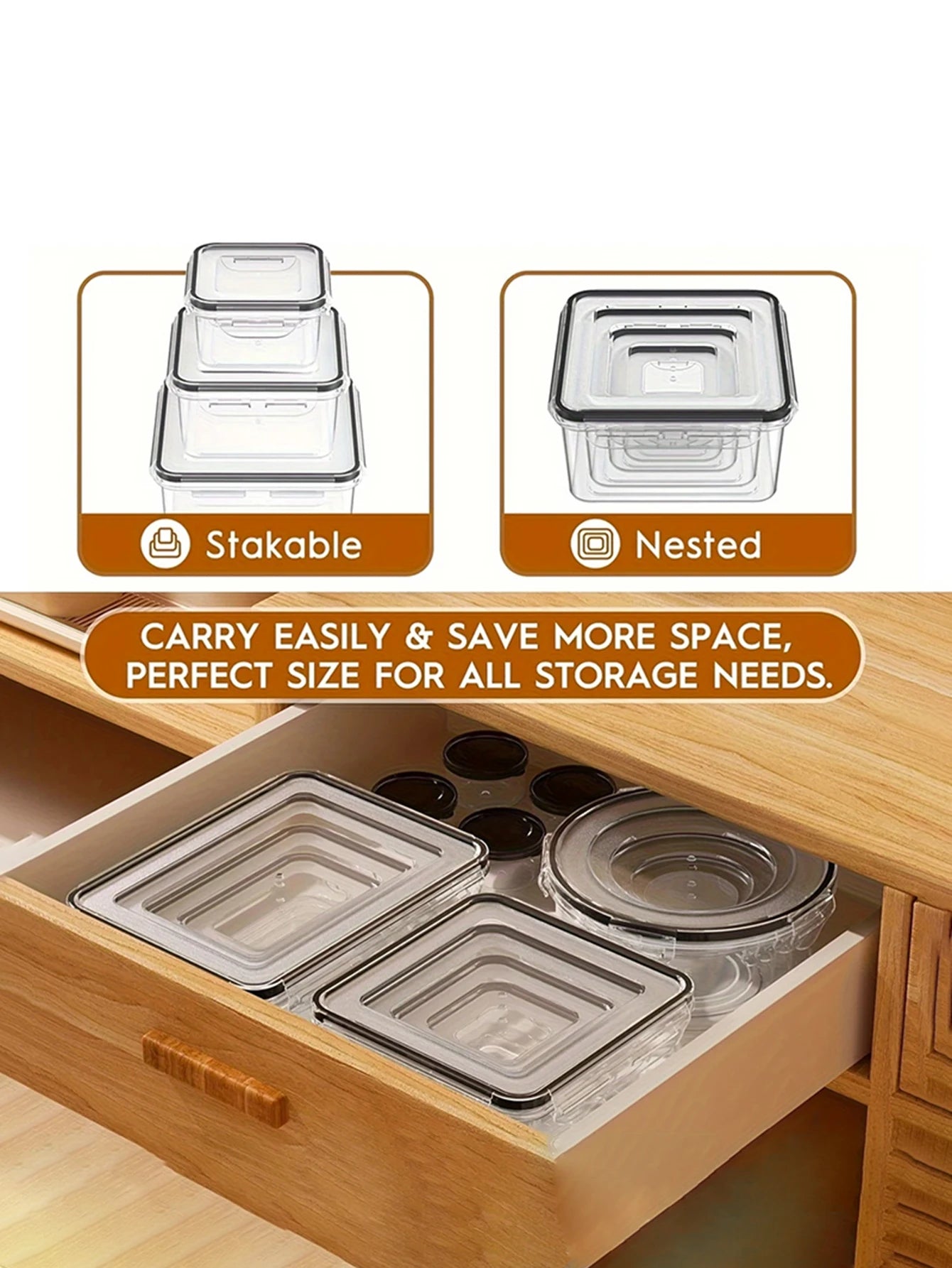 Transparent 24pc Refrigerator Sealed Jars Microwave Safe PP Containers