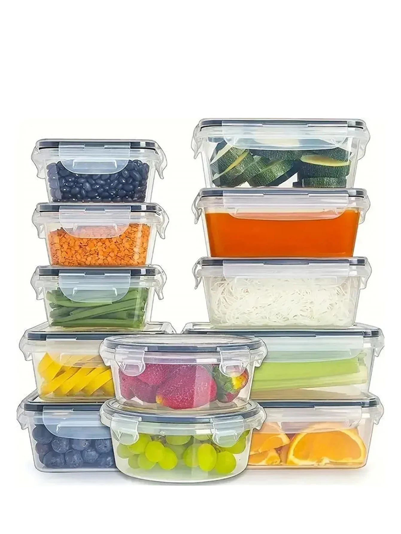 Transparent 24pc Refrigerator Sealed Jars Microwave Safe PP Containers
