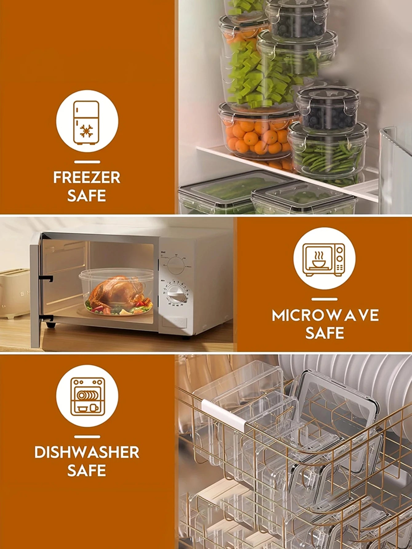 Transparent 24pc Refrigerator Sealed Jars Microwave Safe PP Containers