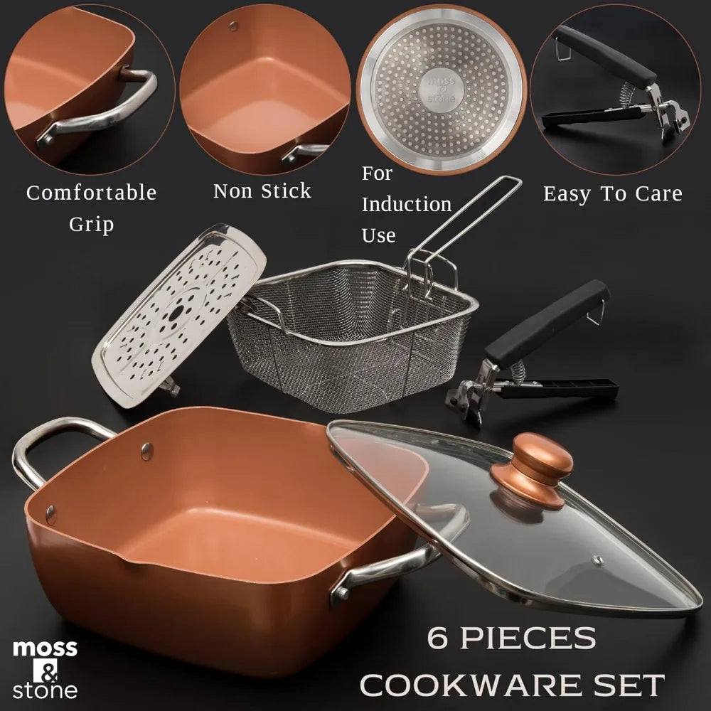 Copper Chef Nonstick Frying Pan Set With Fry Basket Steamer