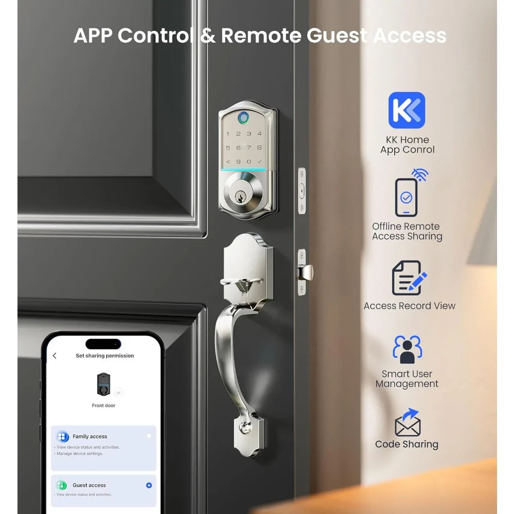 Kankeirr Fingerprint Smart Front Door Lock With App Control