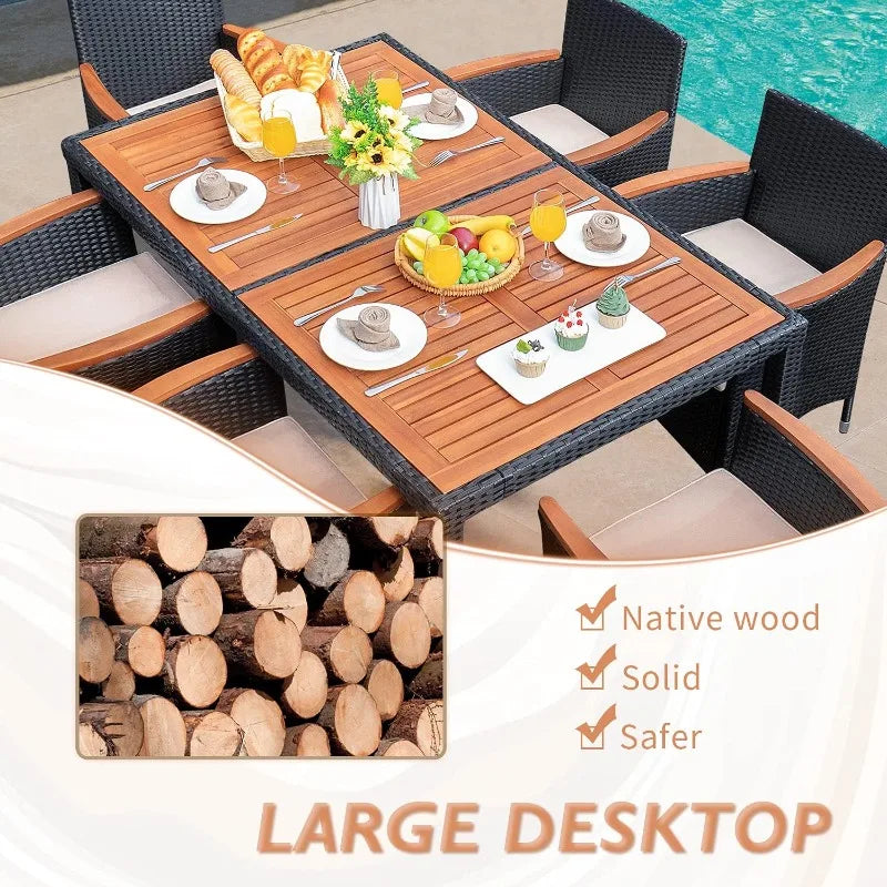 High-concerned Outdoor Patio Dining Set With Rattan Chairs
