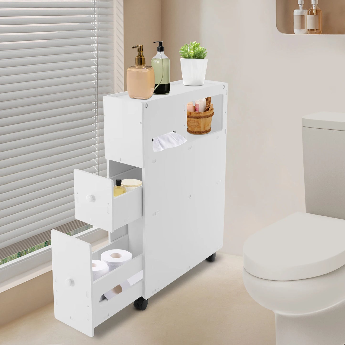Hign Concerned Bathroom Storage Cabinet Narrow Floor Organizer With Drawers