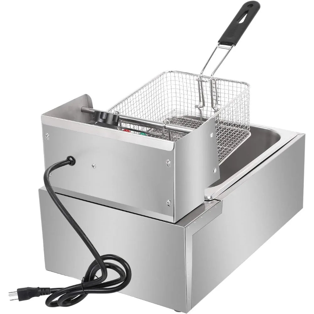 RUIHONG 2500W Electric Deep Fryer Stainless Steel Countertop Basket