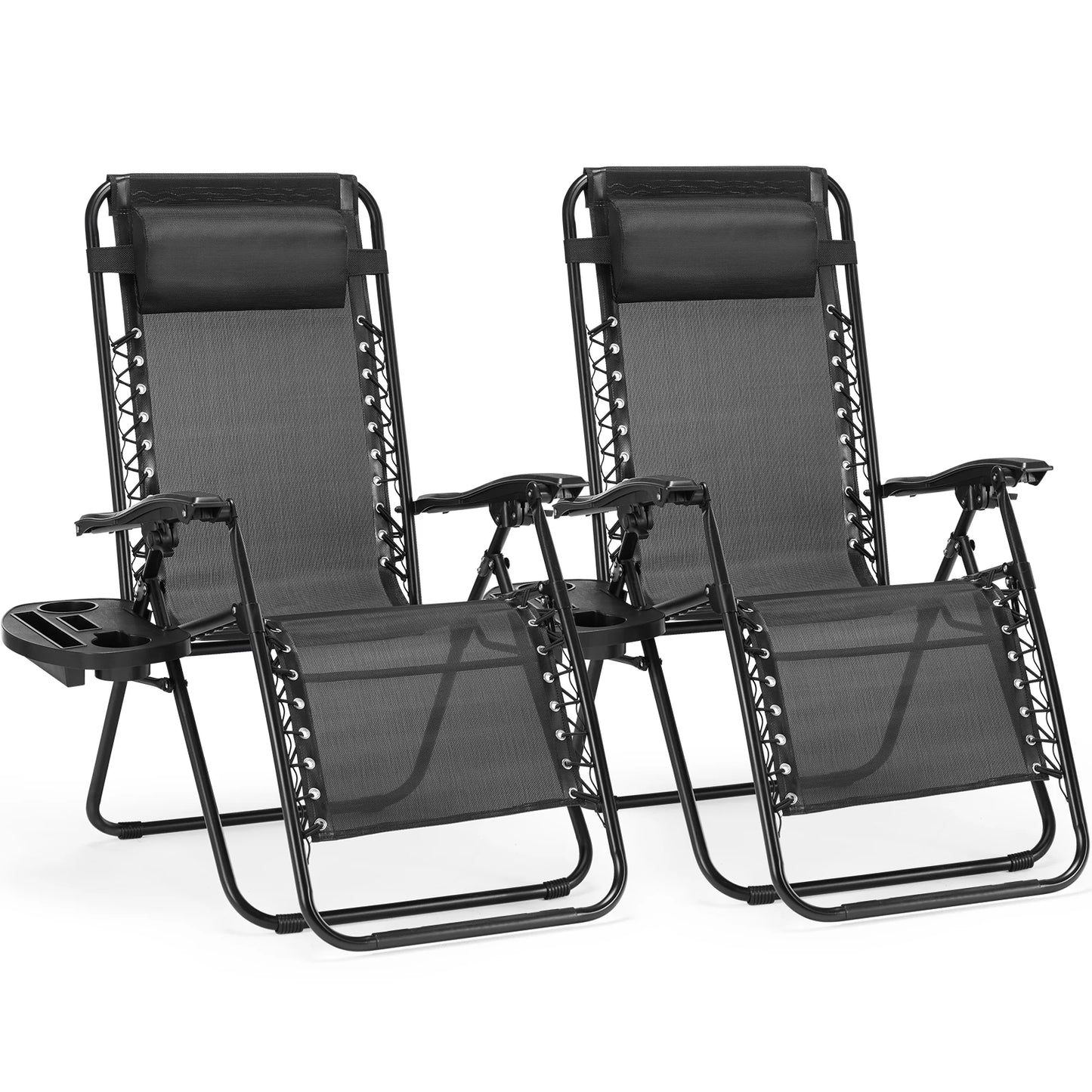 JHK Zero Gravity Recliner Set of 2 Portable Patio Chairs