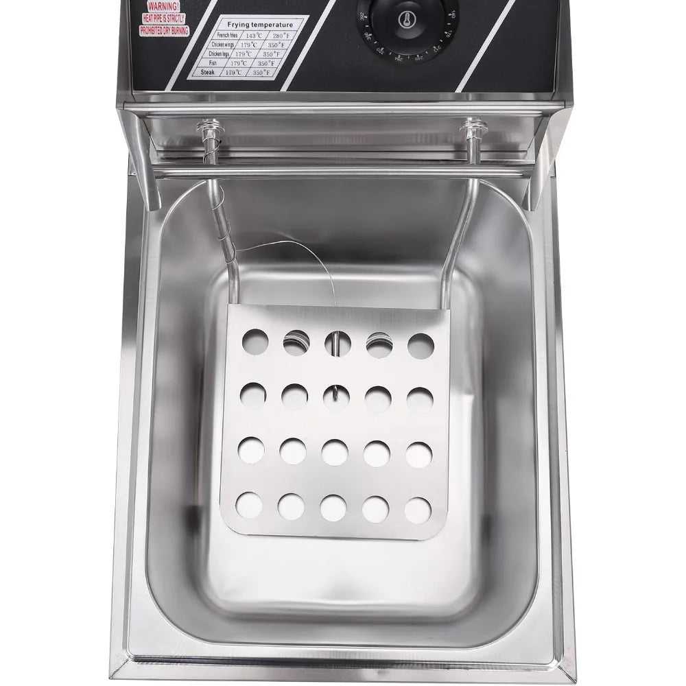 RUIHONG 2500W Electric Deep Fryer Stainless Steel Countertop Basket