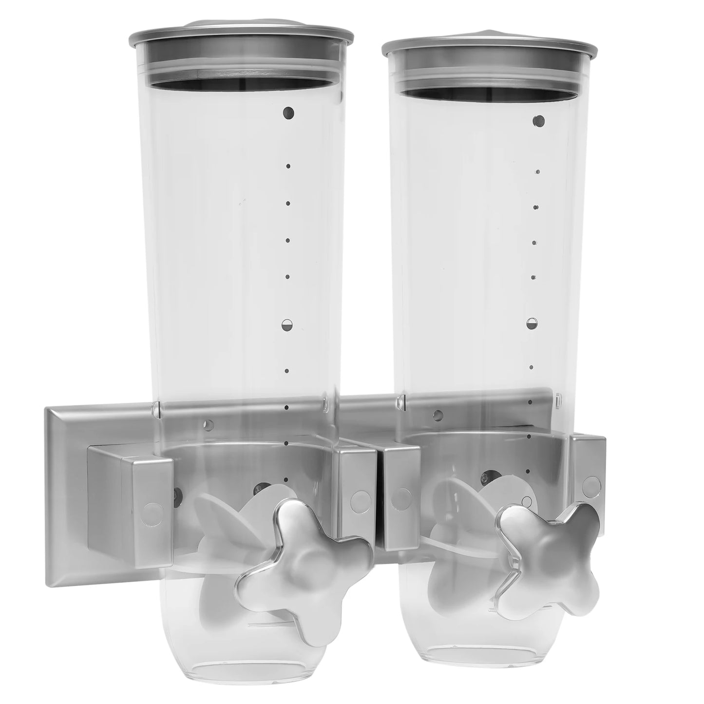 Hign-concerned Wall Mount Food Dispenser DualBucket Dry Food Storage Organizer