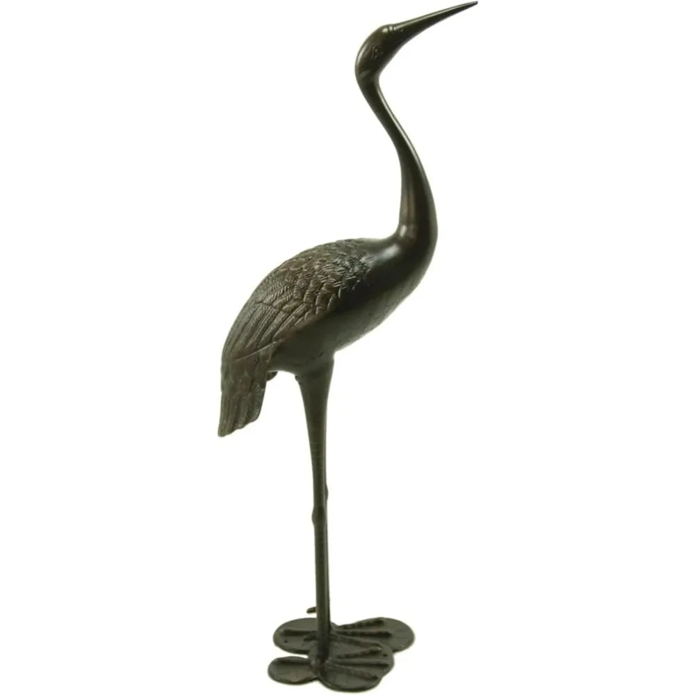 Handcrafted Aluminum Crane Statues Rust Resistant Outdoor Bird Art