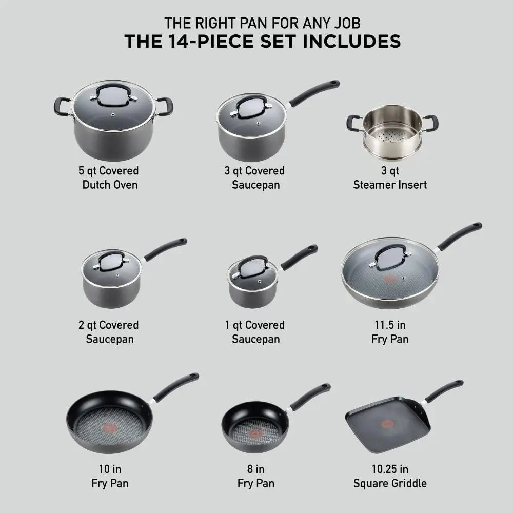 XMSJ Hard Anodized Nonstick Cookware Set Oven Broiler Safe 400F