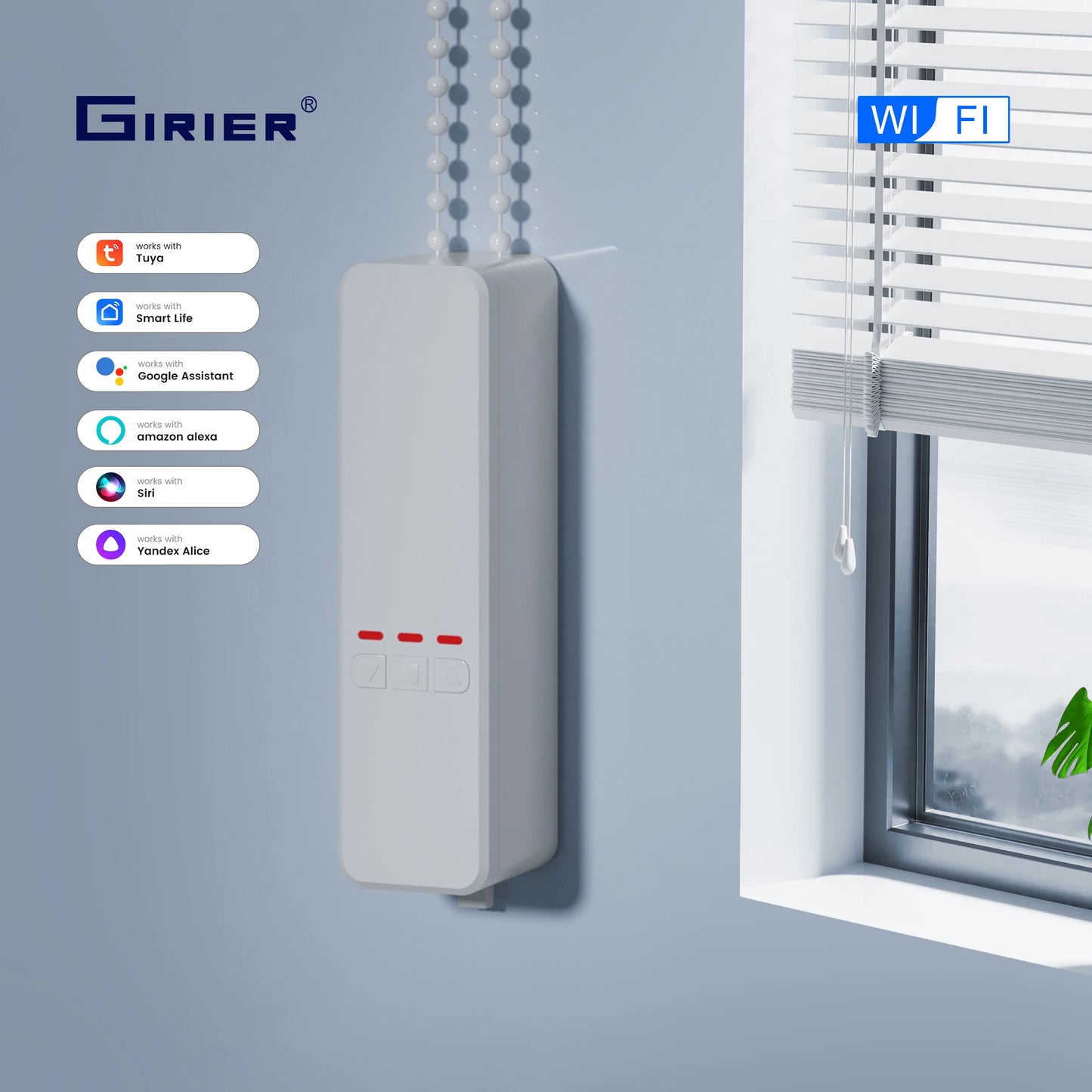 GIRIER Smart Curtain Motor WiFi Roller Shade Blinds Tuya Alexa