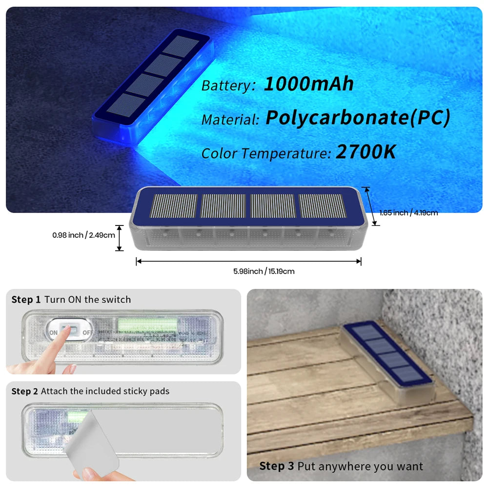 Outdoor Solar Deck Lights LED IP68 Waterproof Auto On Off Driveway Lighting