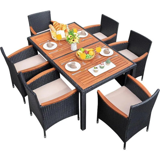High-concerned Outdoor Patio Dining Set With Rattan Chairs