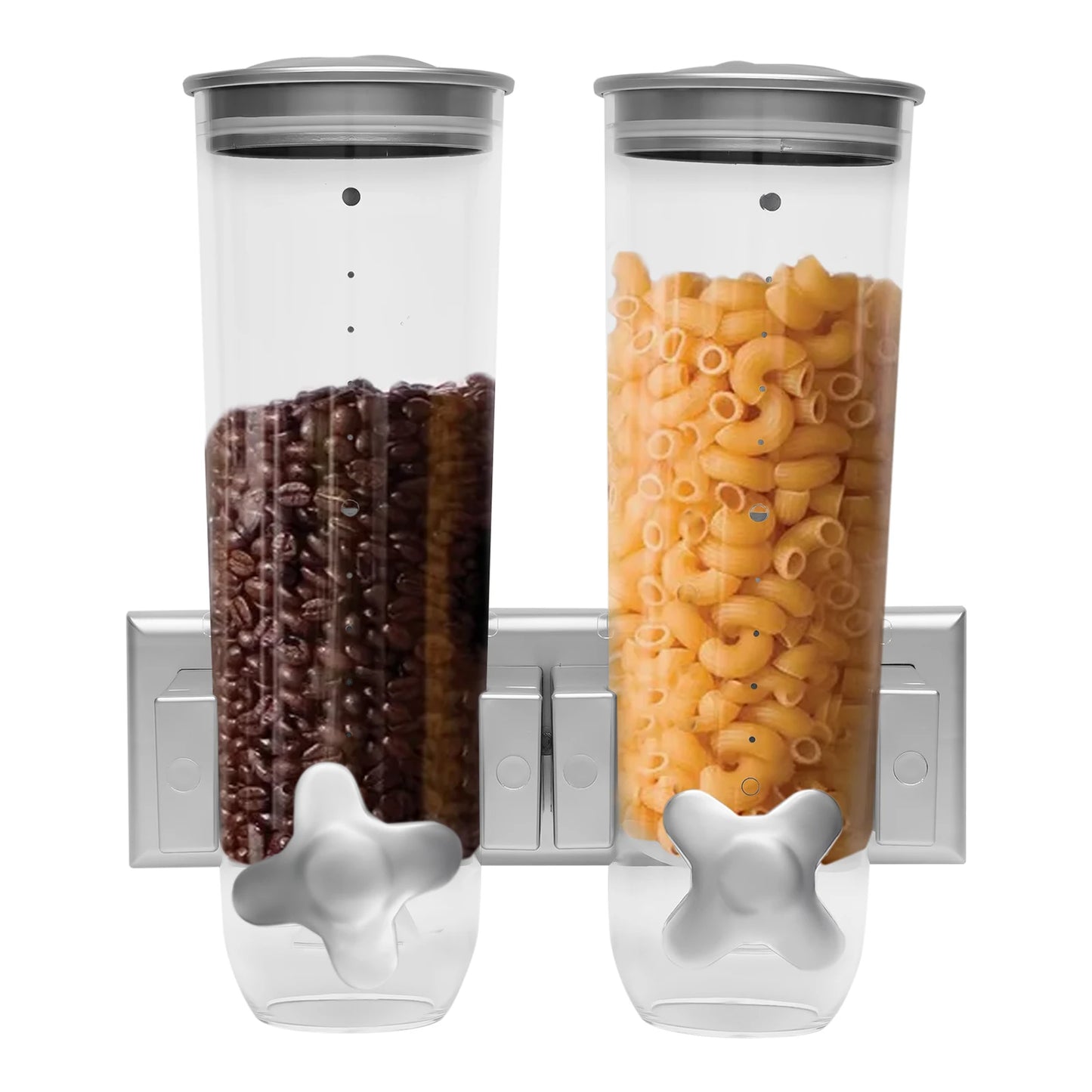 Hign-concerned Wall Mount Food Dispenser DualBucket Dry Food Storage Organizer