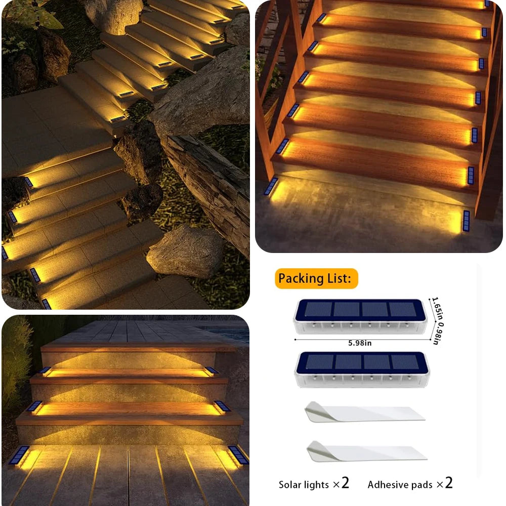 Outdoor Solar Deck Lights LED IP68 Waterproof Auto On Off Driveway Lighting