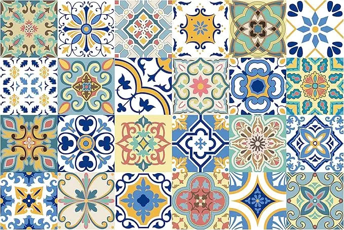 GSS Designs 24 Pack Talavera Tile Stickers for Backsplash