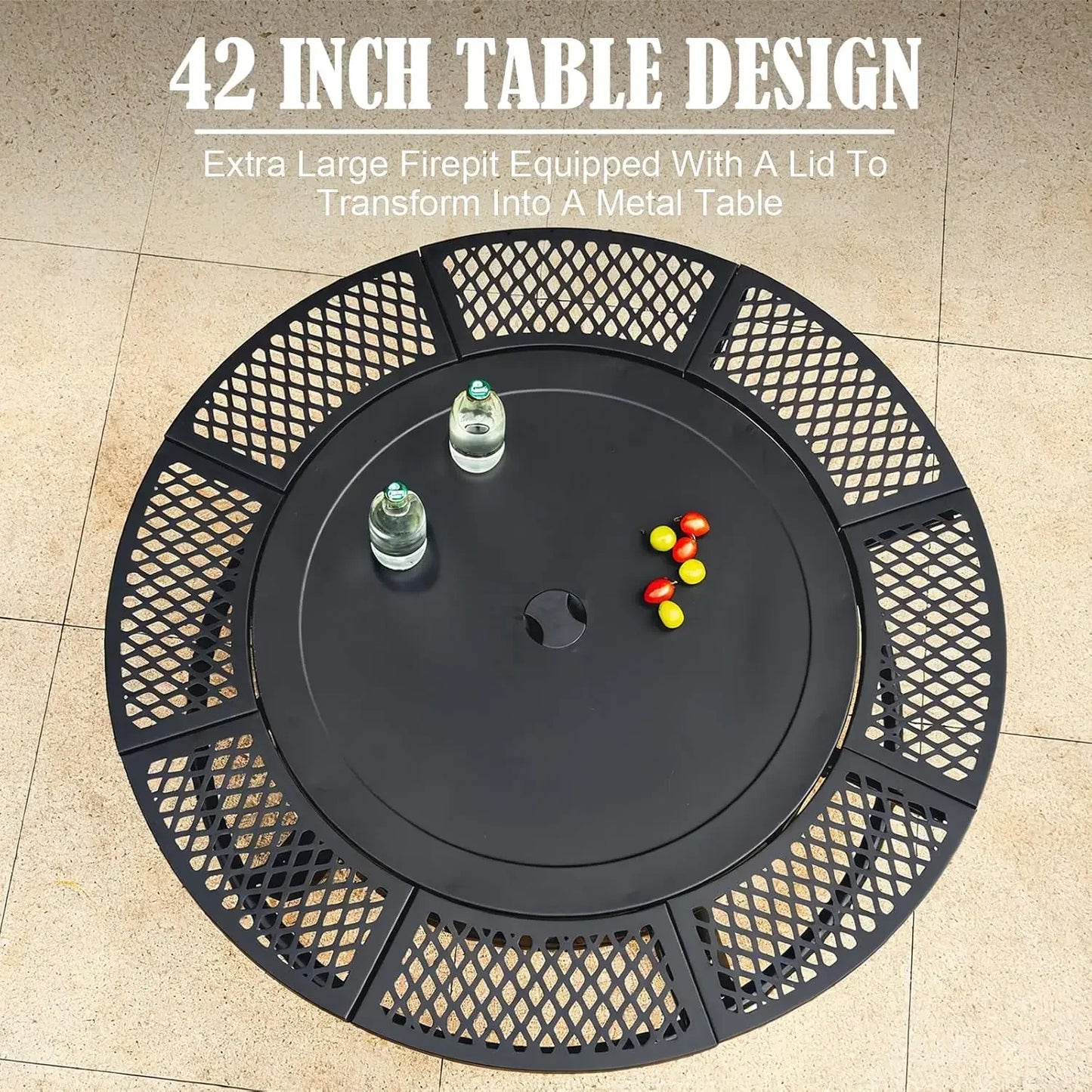 XMSJ Fire Pit With Grills 3-In-1 Outdoor Wood Burning