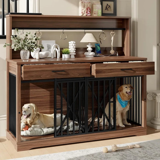 HUANZHUANG Dog Crate Furniture Heavy Duty Cage With Drawers