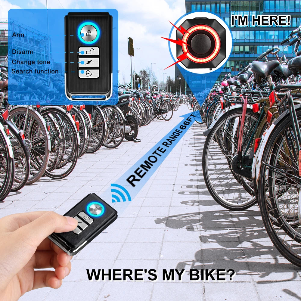 WSDCAM Smart Bike Taillight Alarm With Remote Control 110dB
