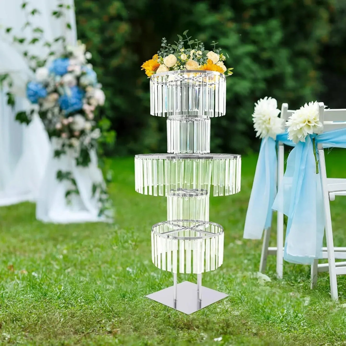 High-Concerned Crystal Flower Stands 5 Tiers Centerpiece