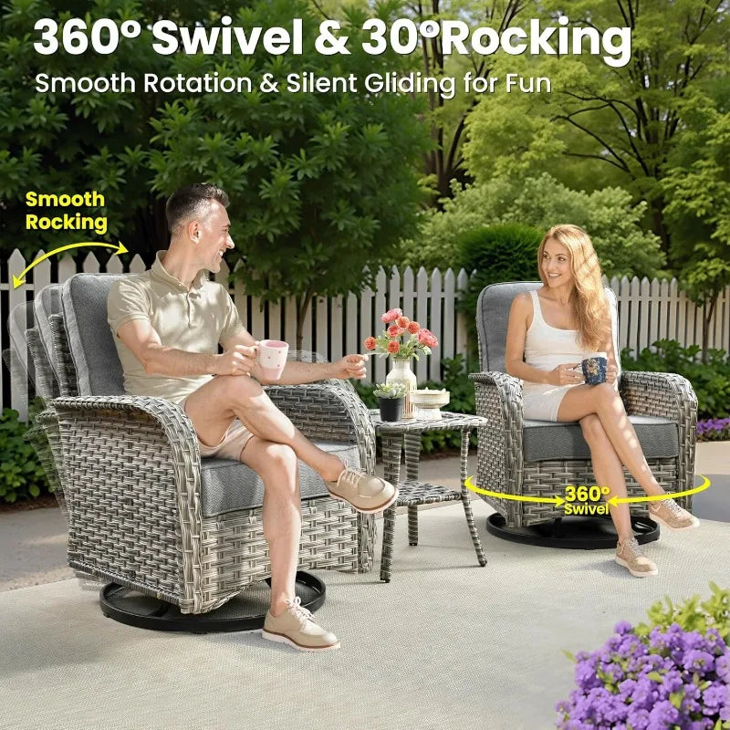 8 Piece Outdoor Patio Furniture Set Sectional Sofa And Rocking Chairs