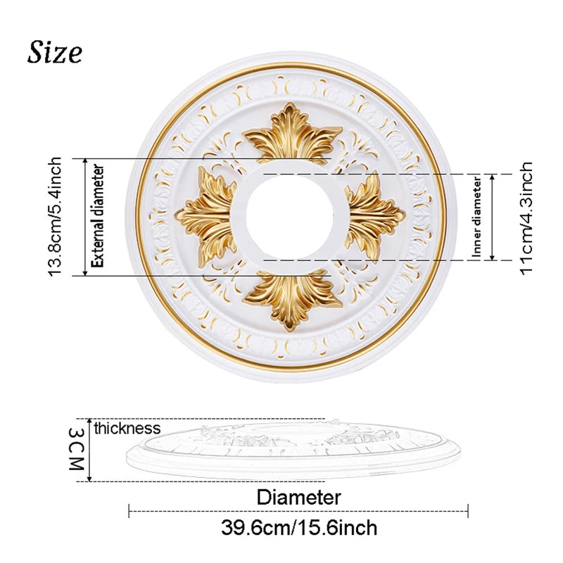 DXLYMYUC Retro European Style ABS Round Light Plate Wall Ceiling Sticker
