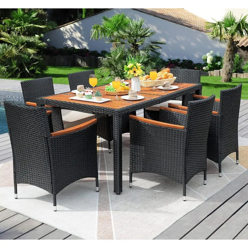 High-concerned Outdoor Patio Dining Set With Rattan Chairs