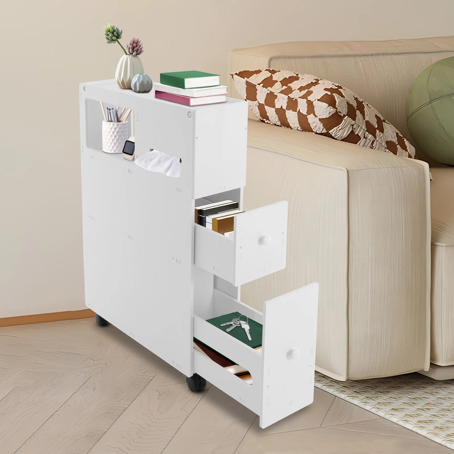 Hign Concerned Bathroom Storage Cabinet Narrow Floor Organizer With Drawers