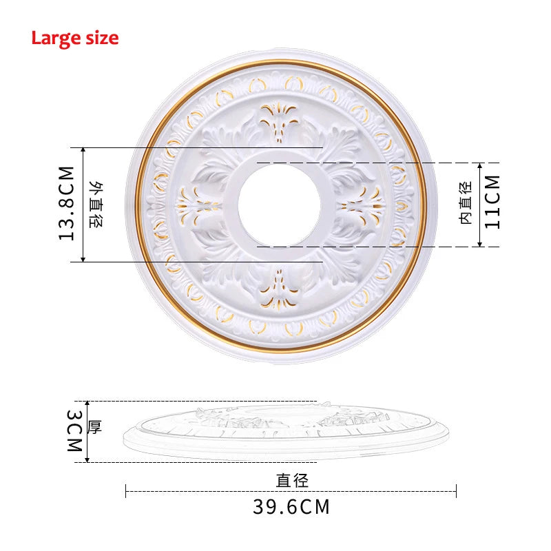 DXLYMYUC Retro European Style ABS Round Light Plate Wall Ceiling Sticker