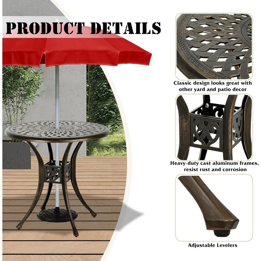 DAFIFY Cast Aluminum Patio Dining Set With Umbrella Hole Swivels