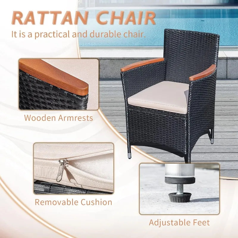 High-concerned Outdoor Patio Dining Set With Rattan Chairs