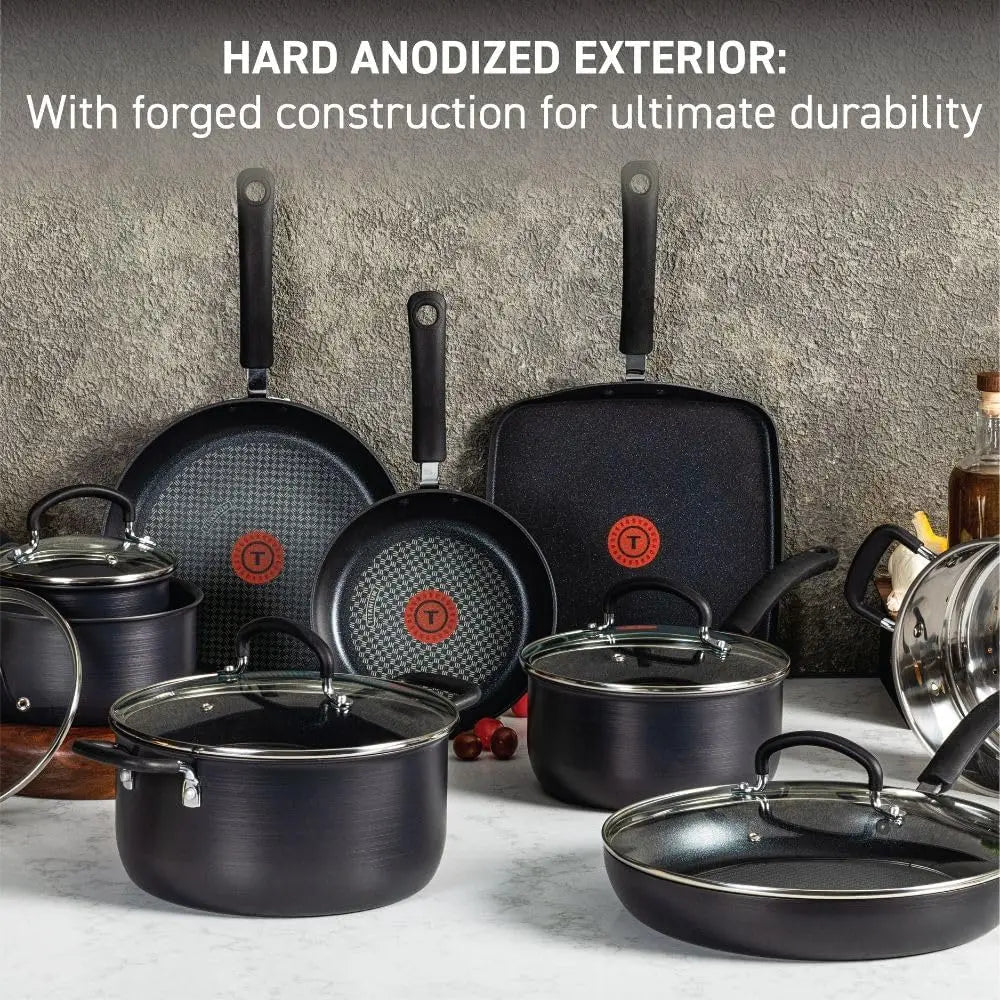 XMSJ Hard Anodized Nonstick Cookware Set Oven Broiler Safe 400F