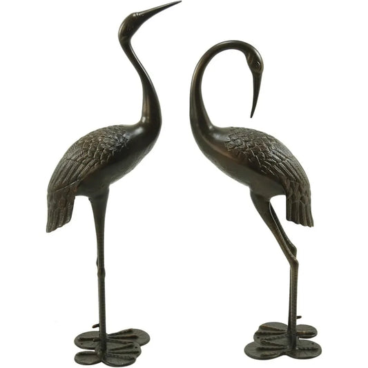 Handcrafted Aluminum Crane Statues Rust Resistant Outdoor Bird Art