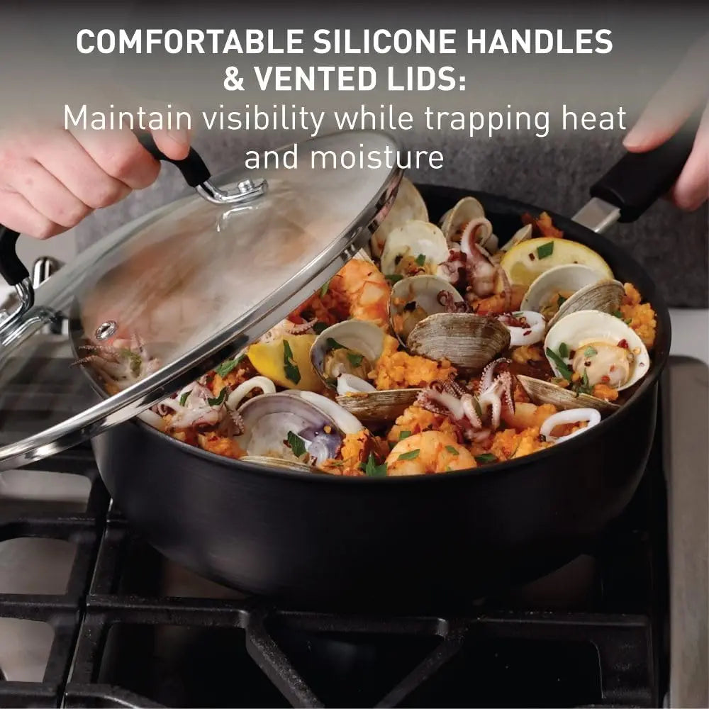 XMSJ Hard Anodized Nonstick Cookware Set Oven Broiler Safe 400F