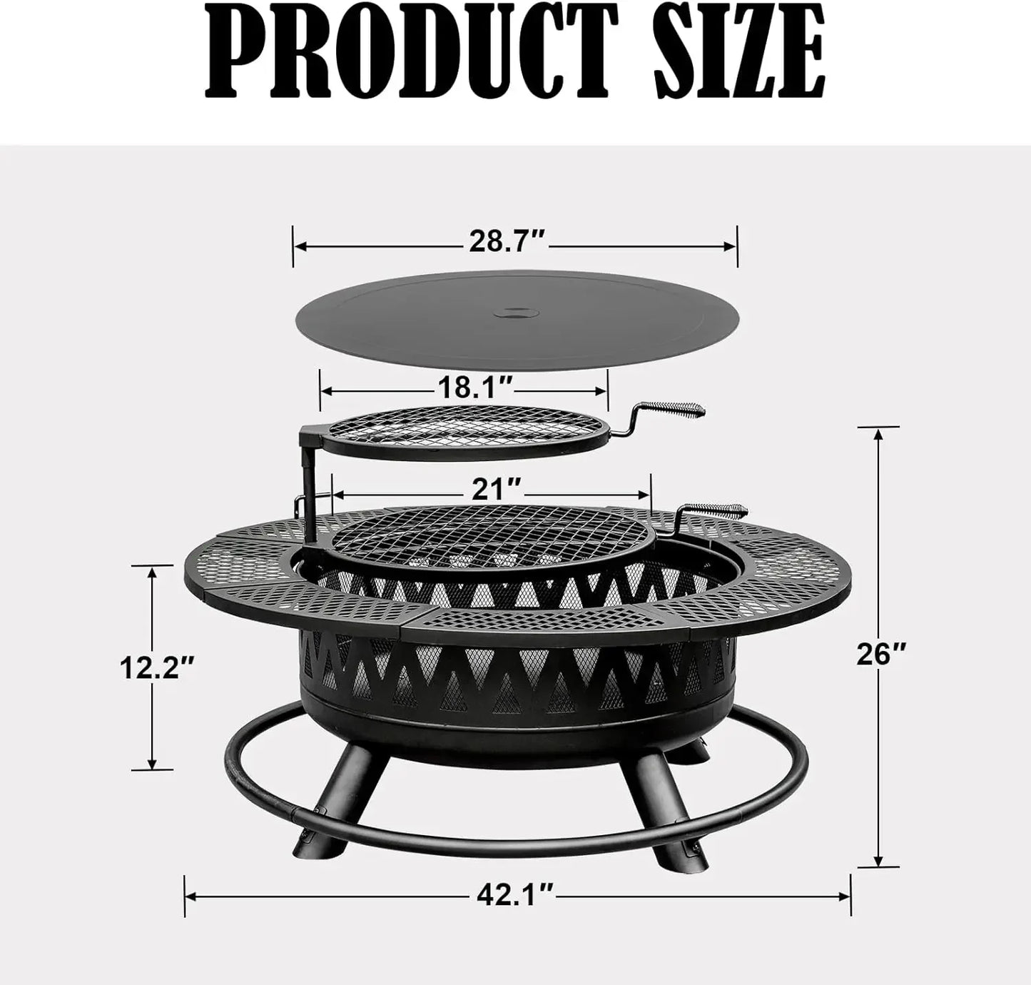 XMSJ Fire Pit With Grills 3-In-1 Outdoor Wood Burning
