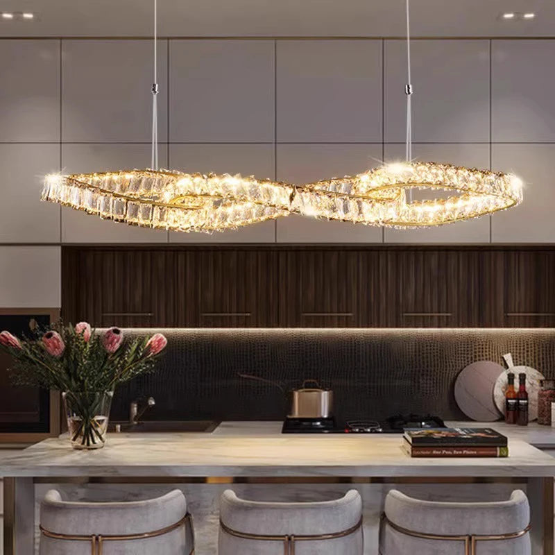 Yushe Luxury Crystal Pendant Lights For Living Room And Dining