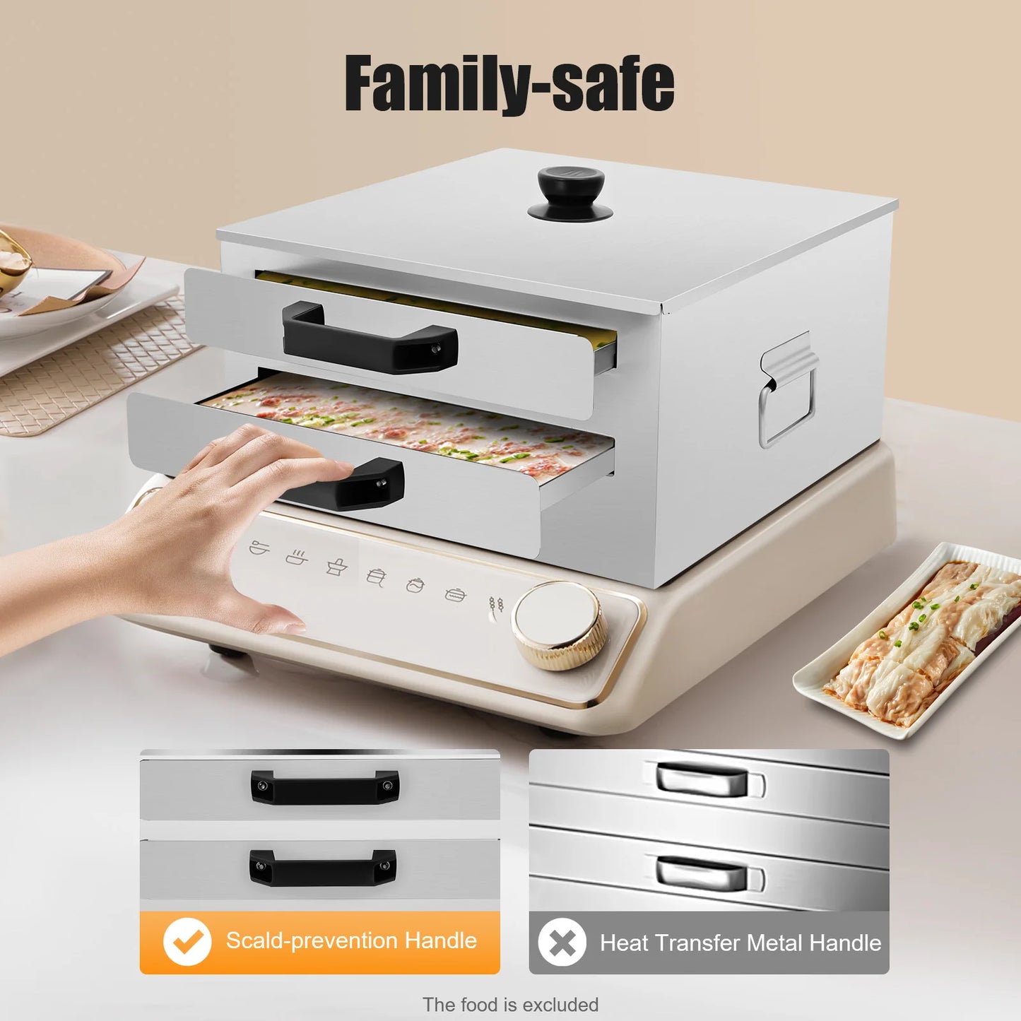 Stainless Steel Double Layer Food Steamer For Rice Noodle Rolls