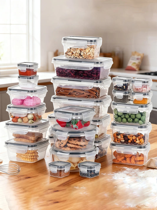 Transparent 24pc Refrigerator Sealed Jars Microwave Safe PP Containers