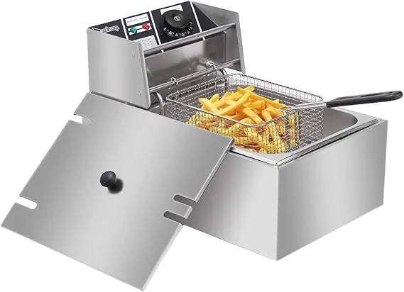 RUIHONG 2500W Electric Deep Fryer Stainless Steel Countertop Basket