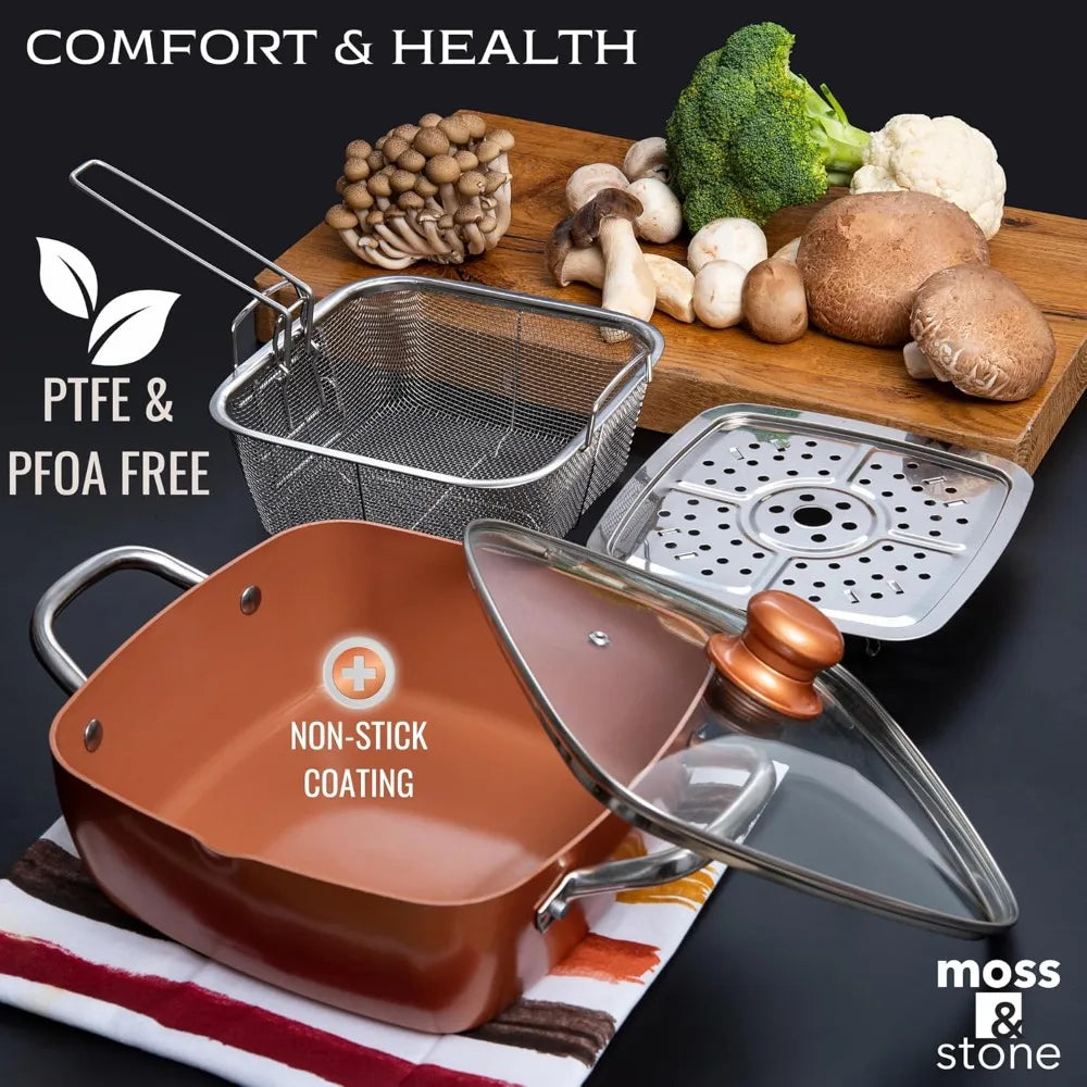 Copper Chef Nonstick Frying Pan Set With Fry Basket Steamer