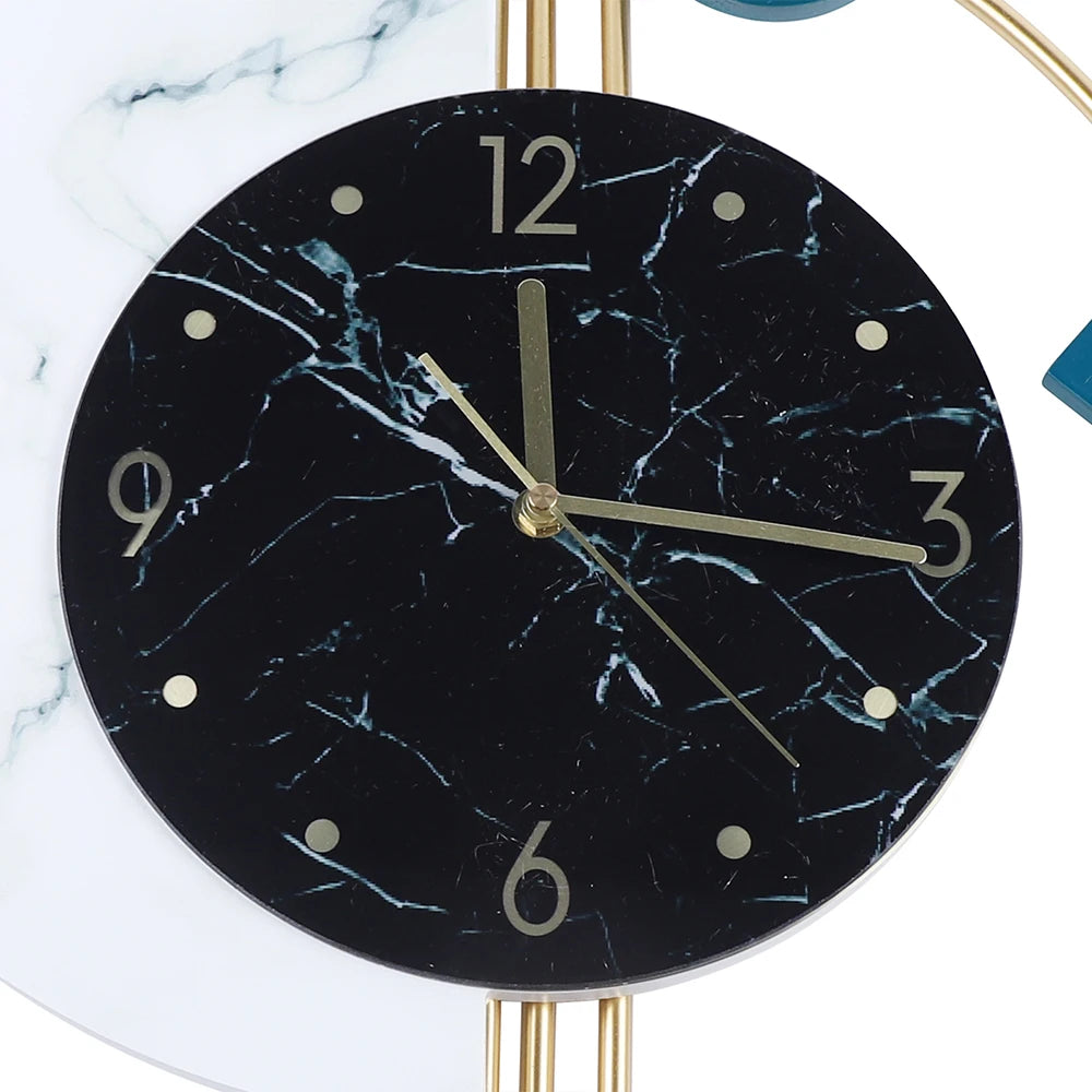 Combination Marble Semicircle Quartz Wall Clock For Living Room
