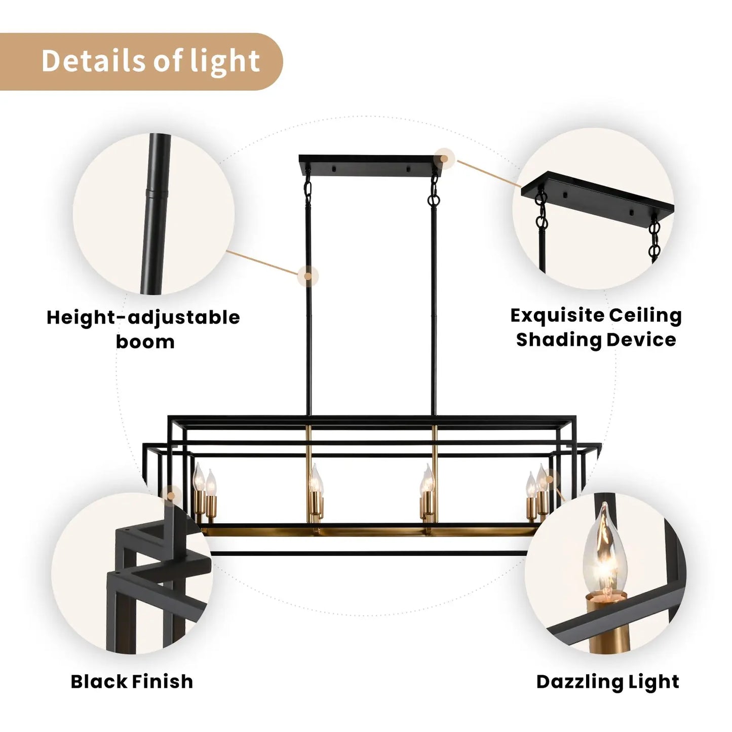 LovingC Retro Industrial Chandelier For Dining Room And Kitchen