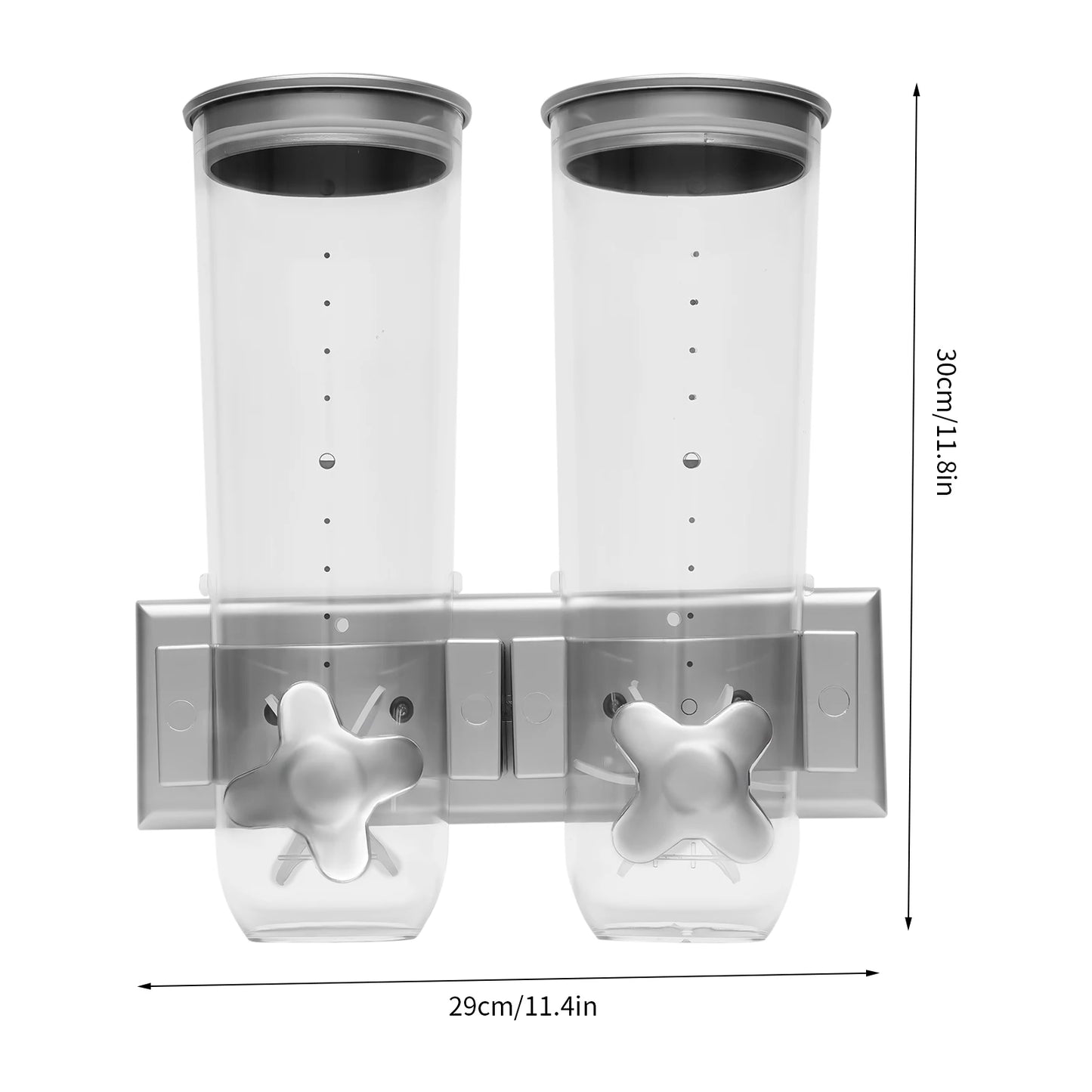 Hign-concerned Wall Mount Food Dispenser DualBucket Dry Food Storage Organizer