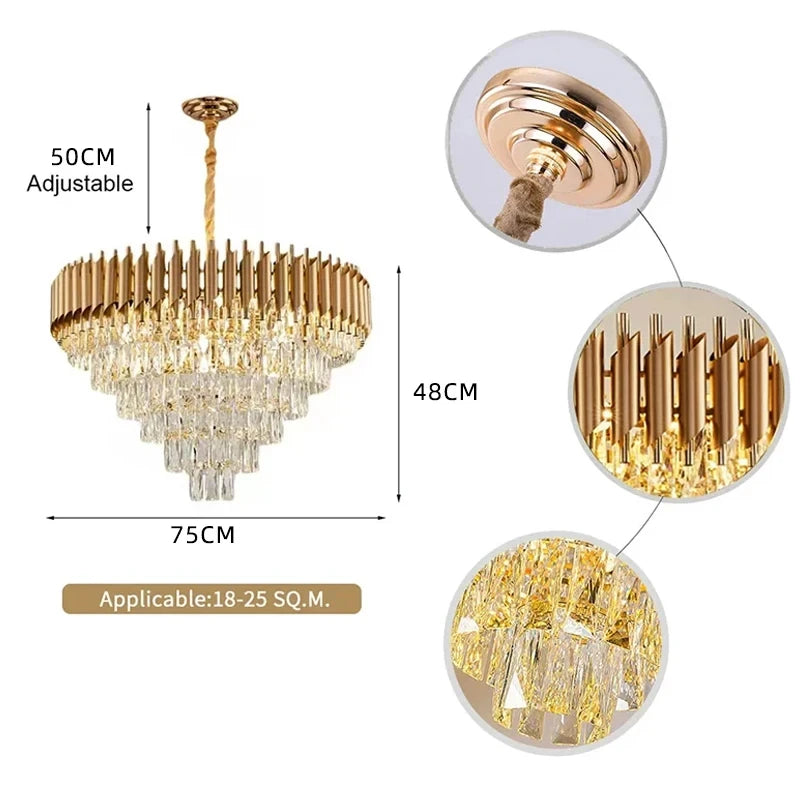 LIMIT LIGHT Luxury Crystal Chandelier LED Pendant Light Living Room