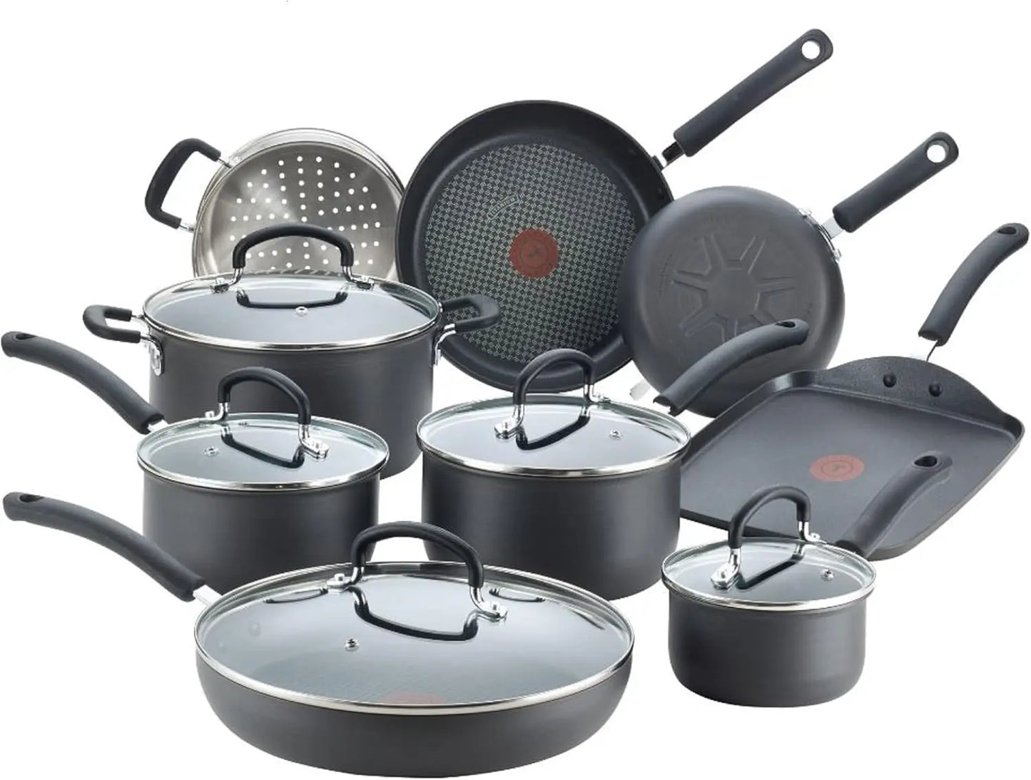 XMSJ Hard Anodized Nonstick Cookware Set Oven Broiler Safe 400F