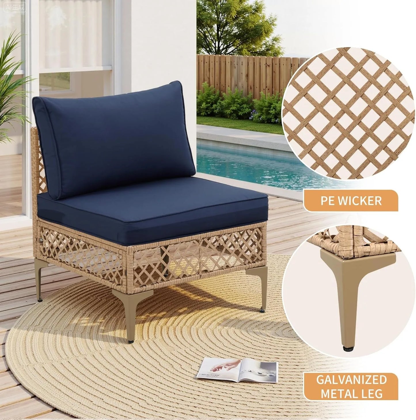SEOGWISAM Outdoor Wicker Patio Furniture Set With Cushions Coffee Table