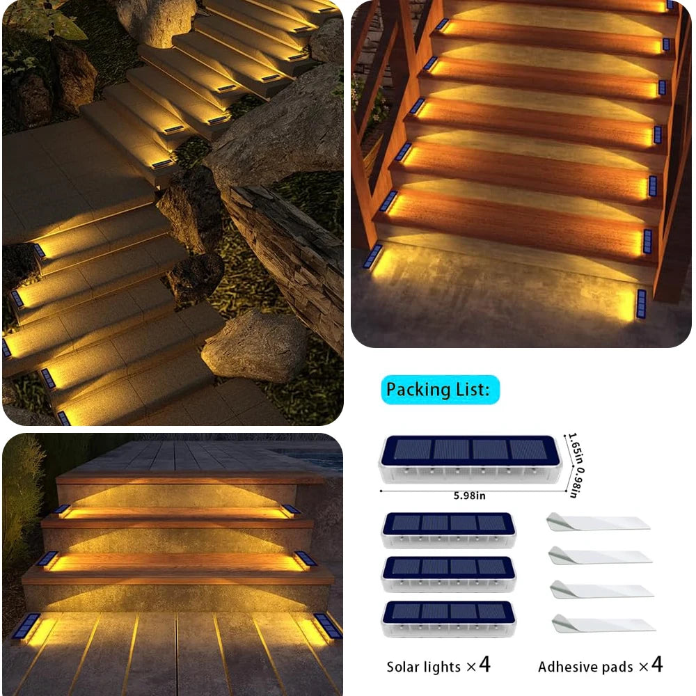 Outdoor Solar Deck Lights LED IP68 Waterproof Auto On Off Driveway Lighting