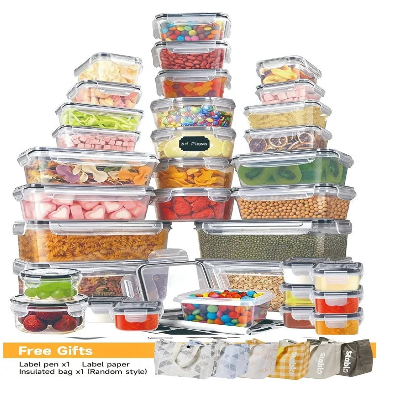 Hign-concerned BPA Free 24 Containers Food Storage Set With Lids